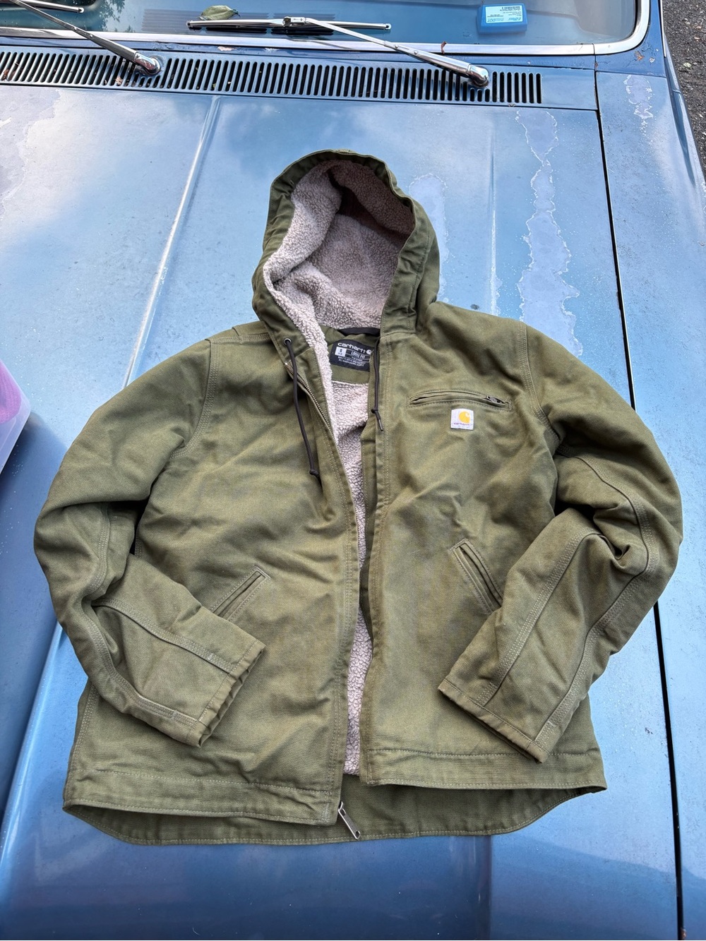 Carhartt Olive Hooded Sherpa-Lined Jacket